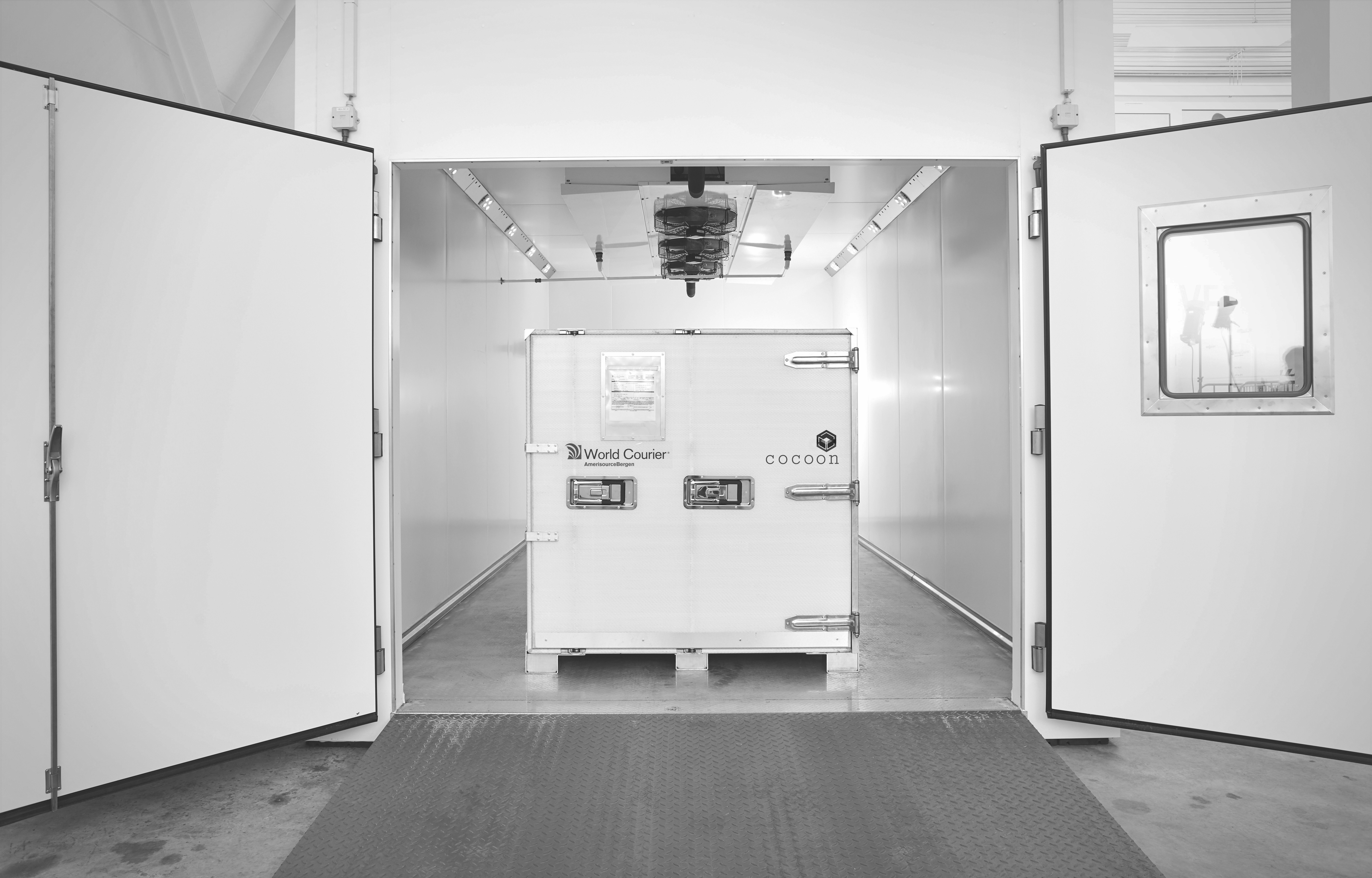 A Cocoon packaging unit sits inside the climate chamber at CORE Labs.