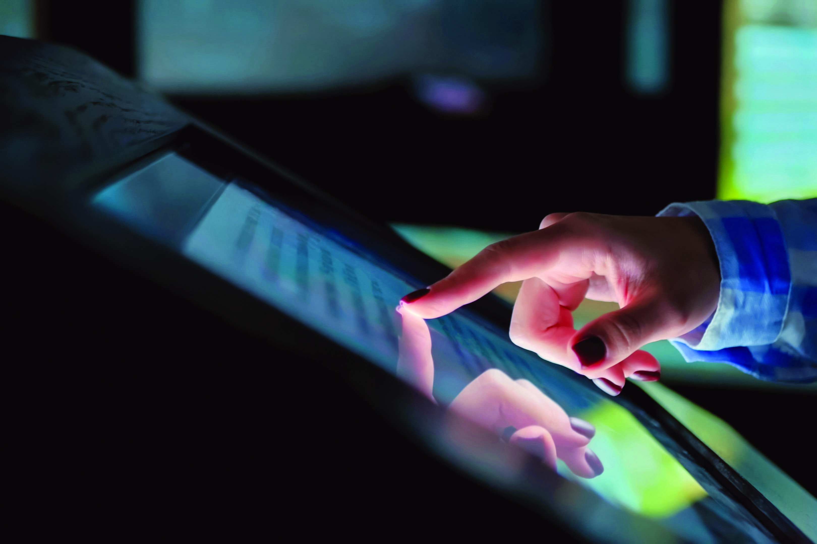 Hand scrolling on a touchscreen monitor