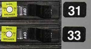 Ventilation fans circuit breaker switches